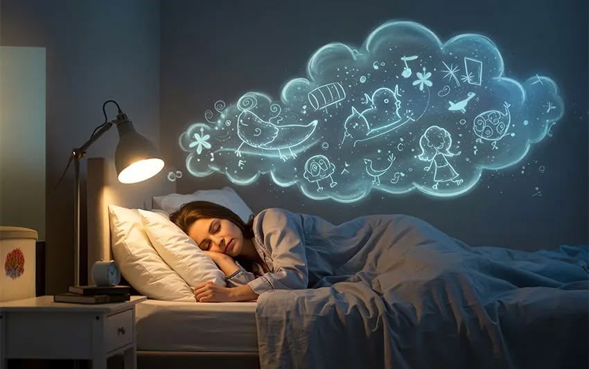 Abstrakti viiva, joka kuvastaa tasaista aikaväliä tummalla taustalla